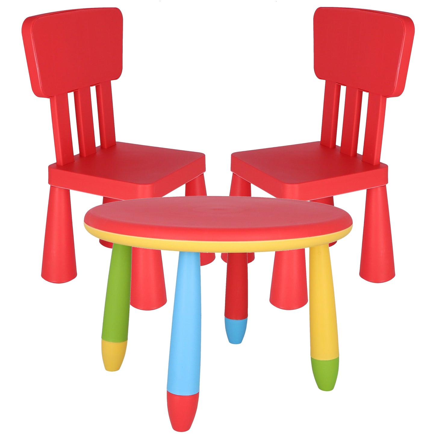 Mesita Infantil Rectangular Roja, Y 2 Sillas