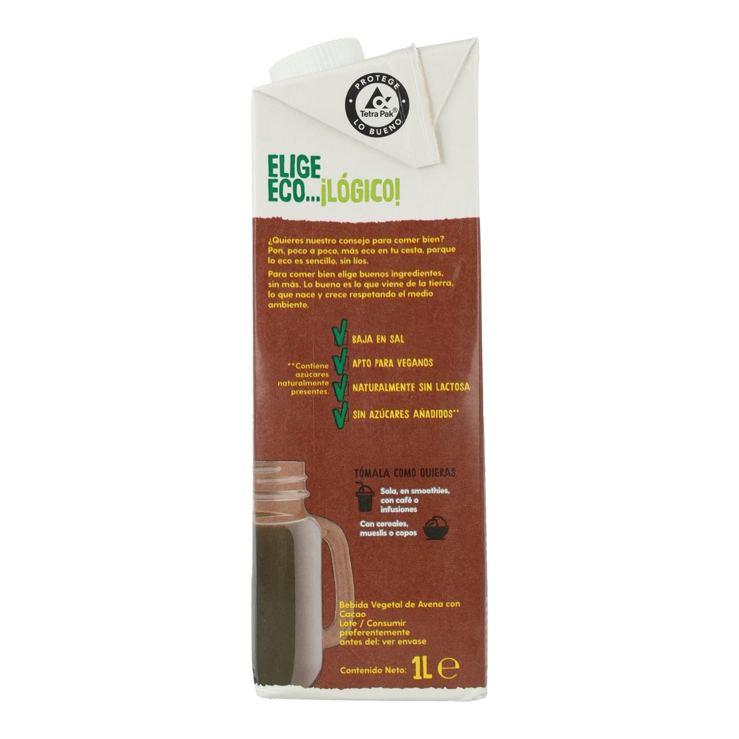 Bebida Vegetal de Avena con Cacao Bio, 1L Ecocesta