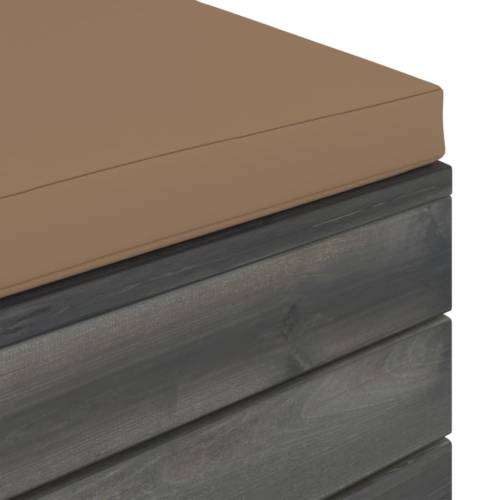 Vidaxl Otomana De Palets De Jardín Con Cojín Gris Taupe Madera De Pino_4