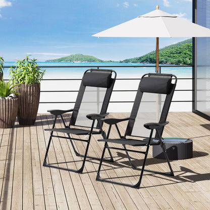 Outsunny Conjunto De 2 Sillas De Camping Plegables 62x70x109 Cm Negro_1