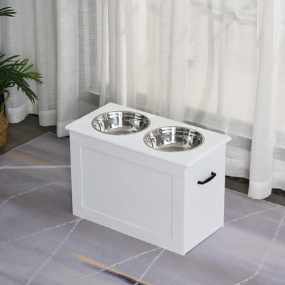 Pawhut Comedero Elevado Para Perros Con 2 Tazones 60x30x41 Cm Blanco_1