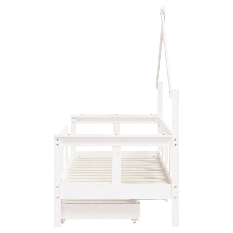 Vidaxl Estructura Cama Niños Con Cajones Madera Pino Blanco 70x140 Cm_5