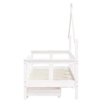 Vidaxl Estructura Cama Niños Con Cajones Madera Pino Blanco 70x140 Cm_5