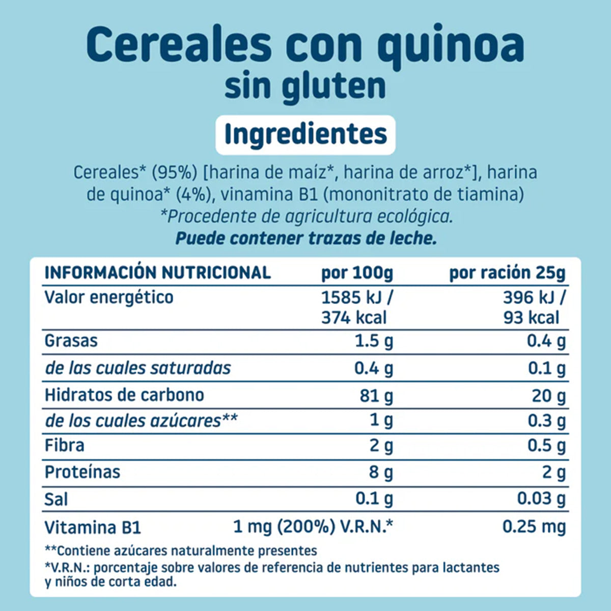 Pack 2x Papilla de cereales Sin Gluten con Quinoa Eco Smileat, 200g