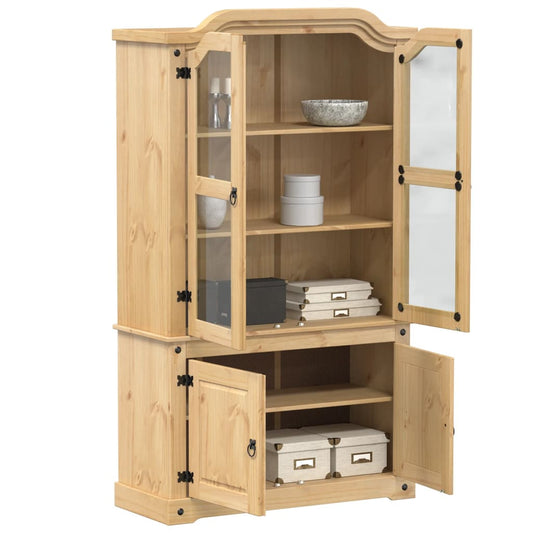 Armario Con Vitrina Corona Madera Maciza Pino 103,5x42x180 Cm / Vetonek_0