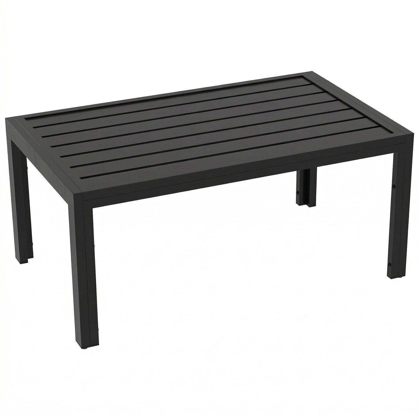 Outsunny Mesa De Centro De Jardín Rectangular De Acero 101,5x61x46 Cm Negro_0