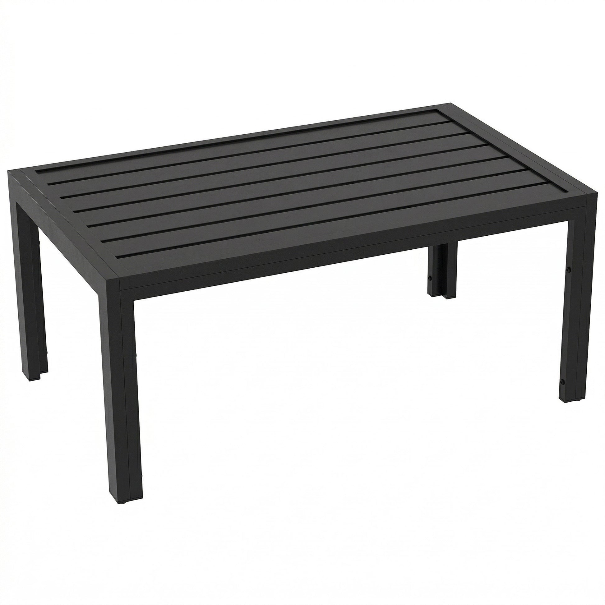 Outsunny Mesa De Centro De Jardín Rectangular De Acero 101,5x61x46 Cm Negro_0