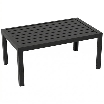 Outsunny Mesa De Centro De Jardín Rectangular De Acero 101,5x61x46 Cm Negro_0