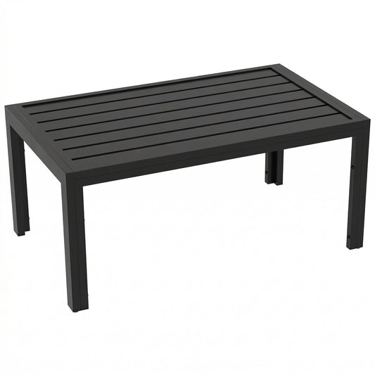 Outsunny Mesa De Centro De Jardín Rectangular De Acero 101,5x61x46 Cm Negro_0