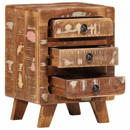 Mesita De Noche 37x32x50 Cm Madera Maciza Reciclada_3