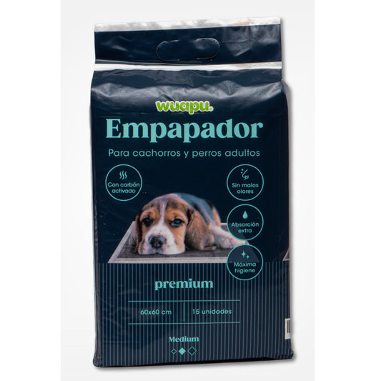 15 Empapadores Con Carbón Activado Para Perro Wuapu, Gran Absorción Sin Olores. Talla M 60x60cm_0