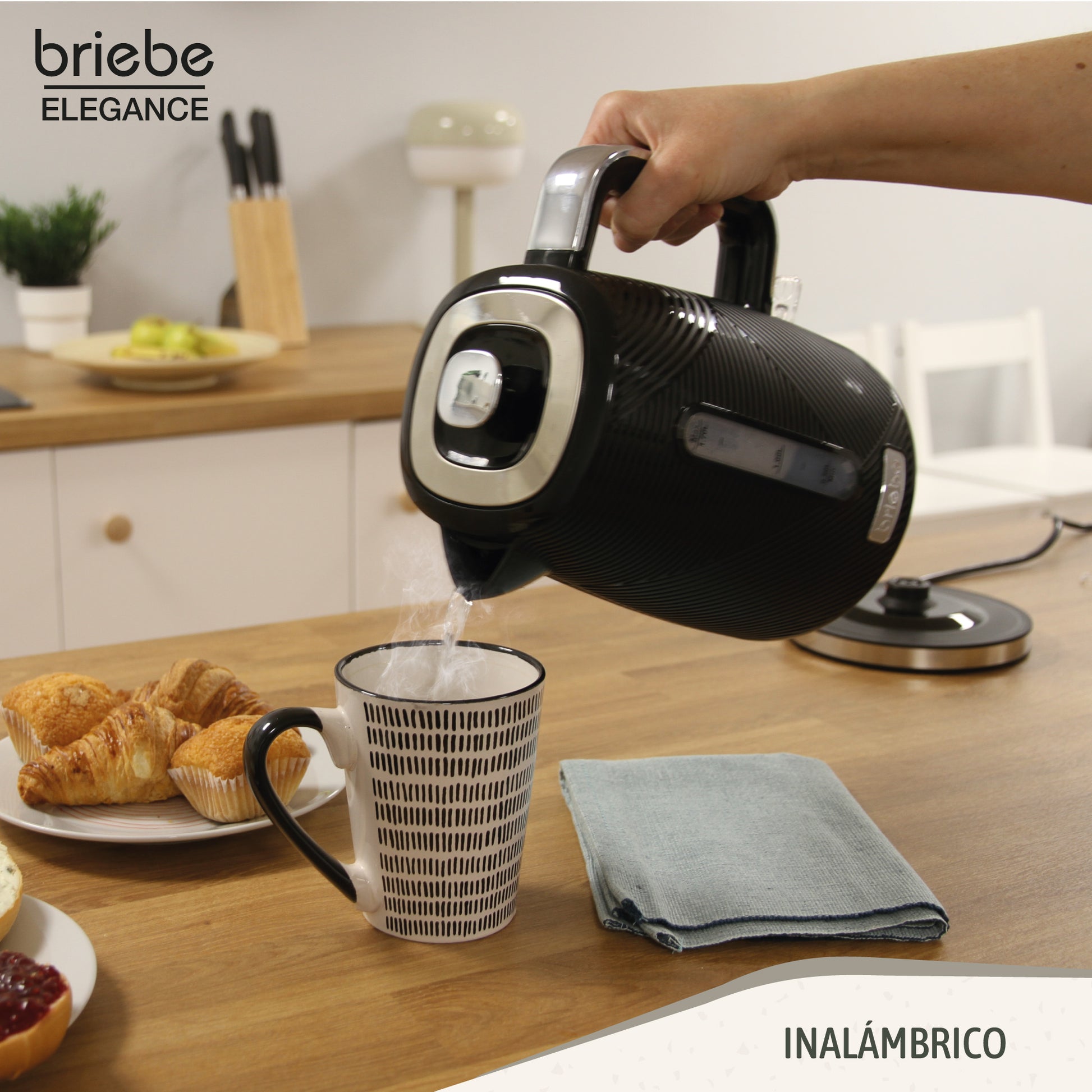 Briebe Elegance Hervidor Agua Eléctrico 1,7l Inalámbrico Ebullición Rápida, Libre De Bpa, Base De 360°, Kt1168blk, Negro_3