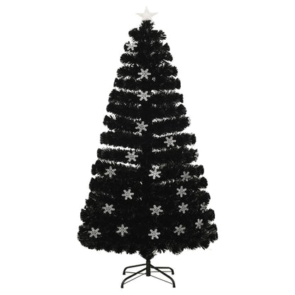 Vidaxl Árbol De Navidad Copos De Nieve Led Fibra Óptica Negro 120 Cm_1