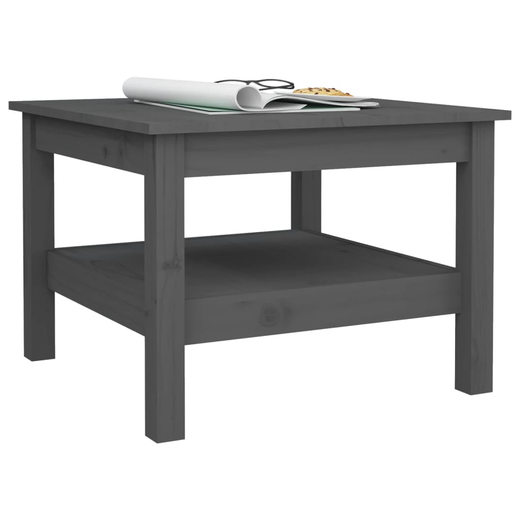 Mesa De Centro De Madera Maciza De Pino Gris 55x55x40 Cm_3