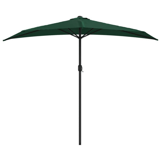 Vidaxl Sombrilla De Balcón Semicircular Palo Aluminio Verde 270x144cm_0