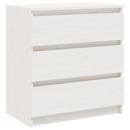 Mesita De Noche Madera Maciza De Mango Blanco 60x36x64 Cm_0