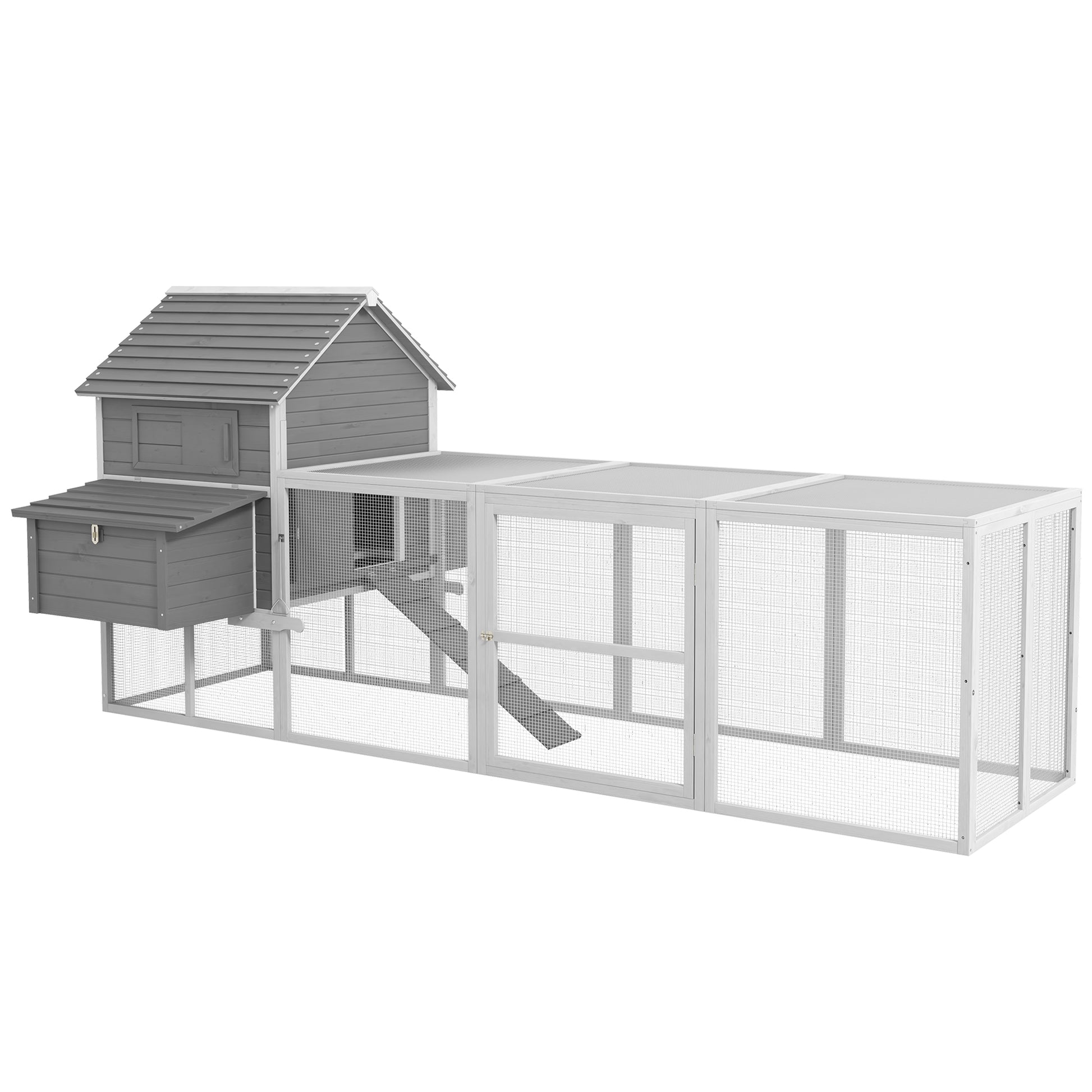 Pawhut Gallinero Grande De Madera 310,5x149,5x149 Cm Para 4-6 Gallinas Gris_0