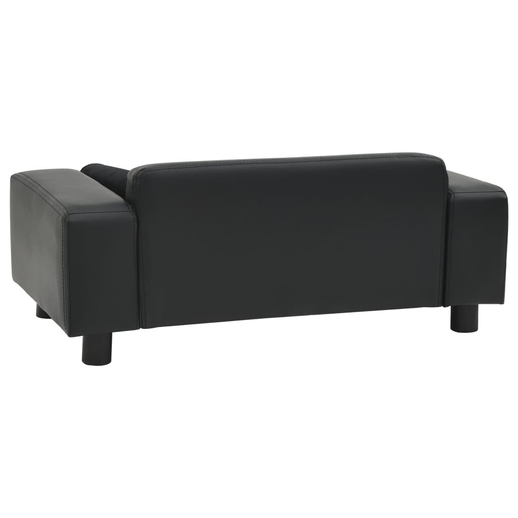Vidaxl Sofá Para Perros Felpa Y Cuero Sintético Negra 81x43x31 Cm_3