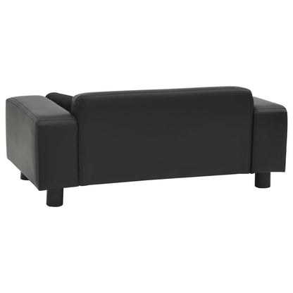 Vidaxl Sofá Para Perros Felpa Y Cuero Sintético Negra 81x43x31 Cm_3