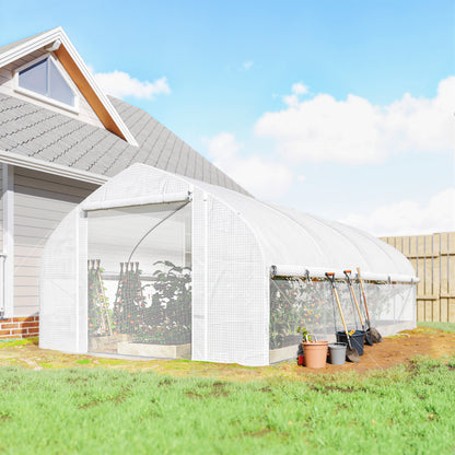 Outsunny Invernadero De Exterior 6x3x2 M Con Cubierta De Pe Anti-uv Blanco_1