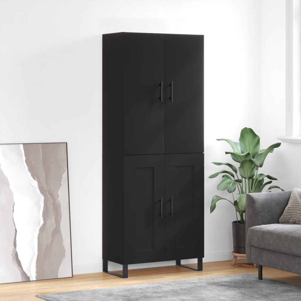 Aparador Alto Madera Contrachapada Negro 69,5x34x180 Cm_0