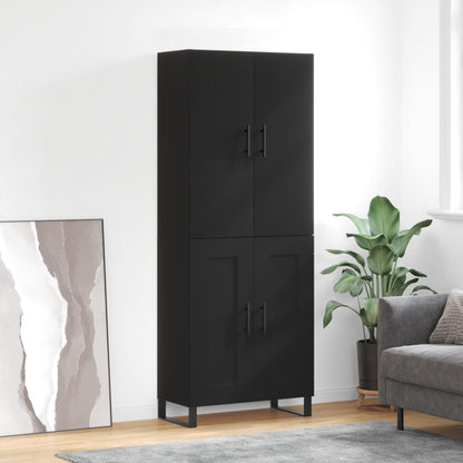 Aparador Alto Madera Contrachapada Negro 69,5x34x180 Cm_0