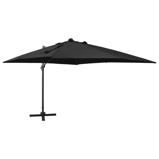 Vidaxl Sombrilla De Jardín Voladiza Con Palo Y Luces Led Negro 300 Cm_0