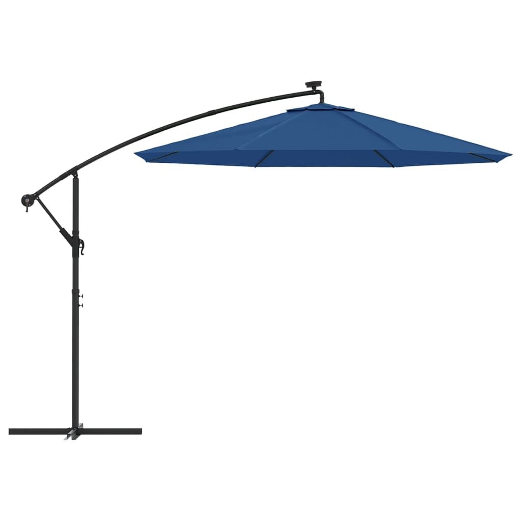 Vidaxl Sombrilla Voladiza Con Luces Led Y Poste De Acero Azul 300 Cm_3