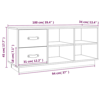 Banco Zapatero Madera Maciza De Pino Marrón Miel 100x34x45 Cm / Vetonek_3