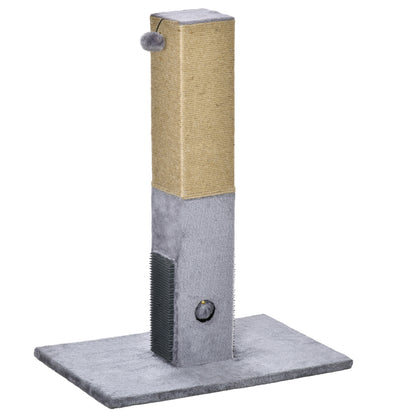 Pawhut Poste Rascador Para Gatos 79 Cm Con Bola Colgante 59,5x39x79 Cm Gris_0