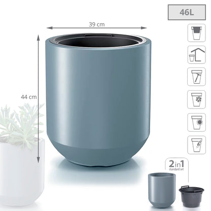 Maceta Heos 46l., Con Depósito, Dimensiones (mm) 390x390x440, Color Gris Claro_2