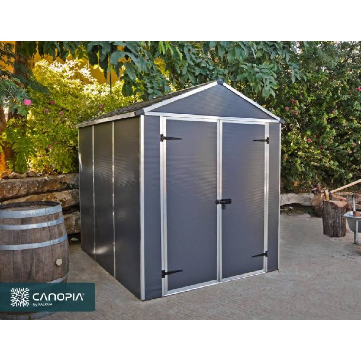 Cobertizo de jardín Rubicon 185x229 cm gris oscuro Canopia