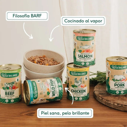 Lata Filosofía BARF de ATÚN Y PAVO Wild Balance 400gr