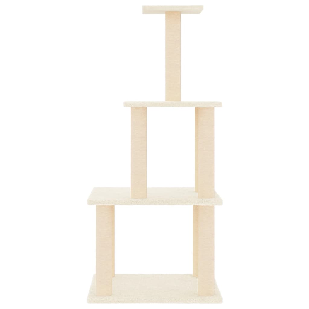 Rascador Para Gatos Con Postes De Sisal Color Crema 111 Cm_2