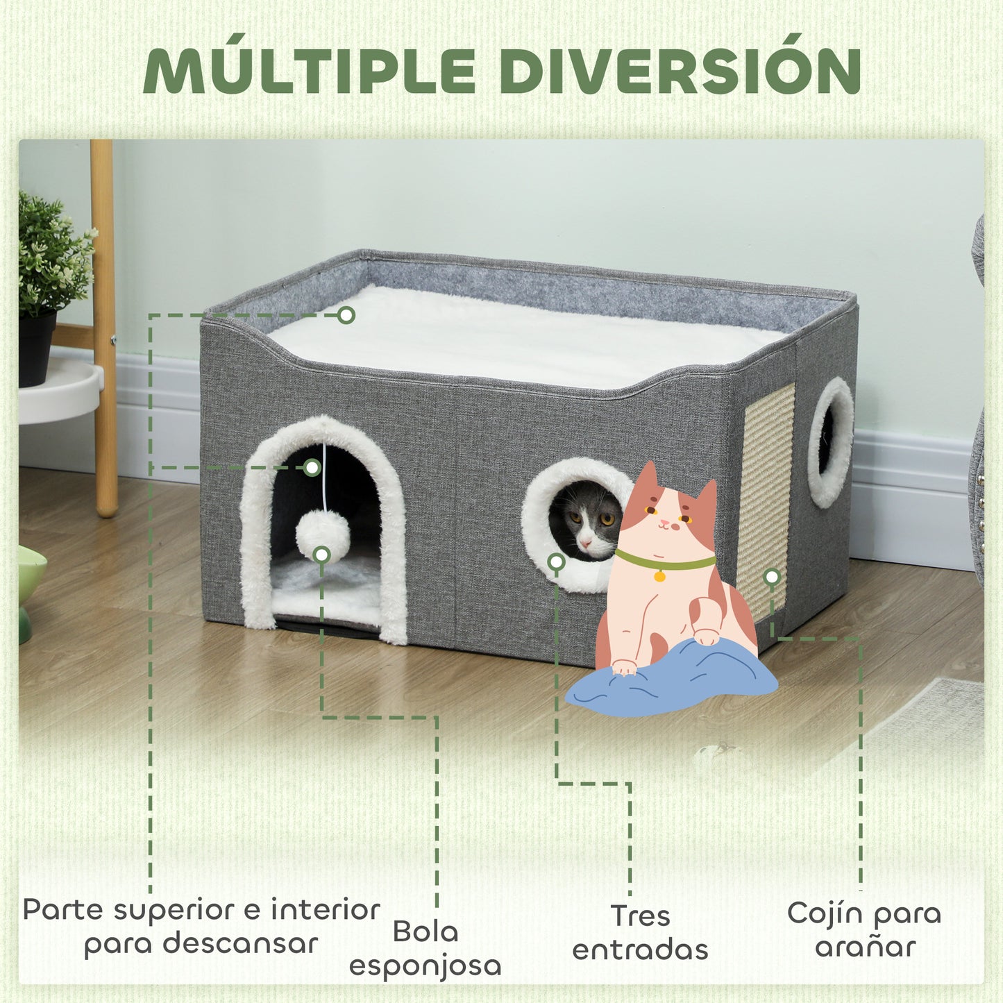 Pawhut Casa Para Gatos Plegable_3