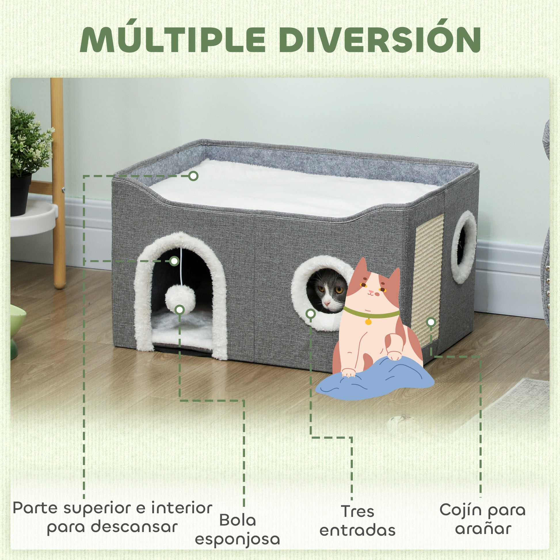 Pawhut Casa Para Gatos Plegable_3