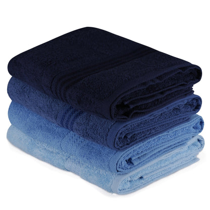 Juego De Toallas De Baño (4 Piezas) Azul Oscuro, Azul Y Azul Claro_0