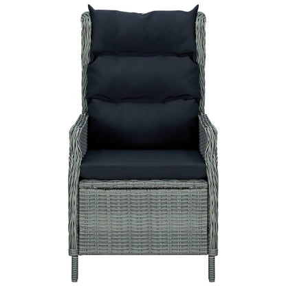 Vidaxl Sillón Reclinable De Jardín Con Reposapiés Ratán Pe Gris Claro_5