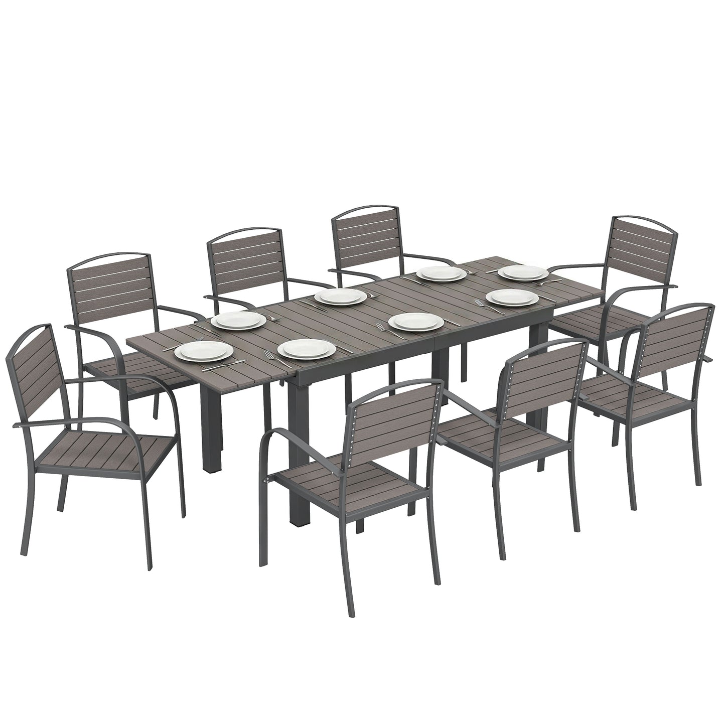 Outsunny Conjunto De Mesa Y Sillas Jardín De 9 Piezas_0