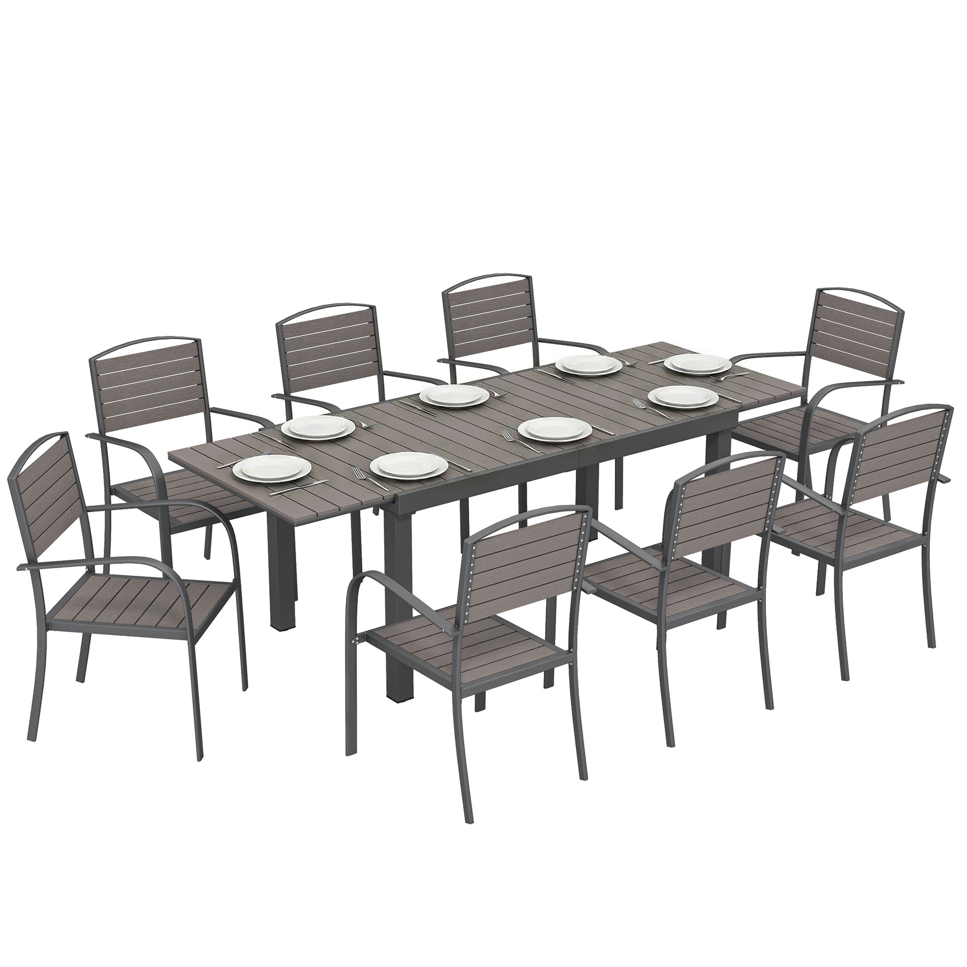 Outsunny Conjunto De Mesa Y Sillas Jardín De 9 Piezas_0