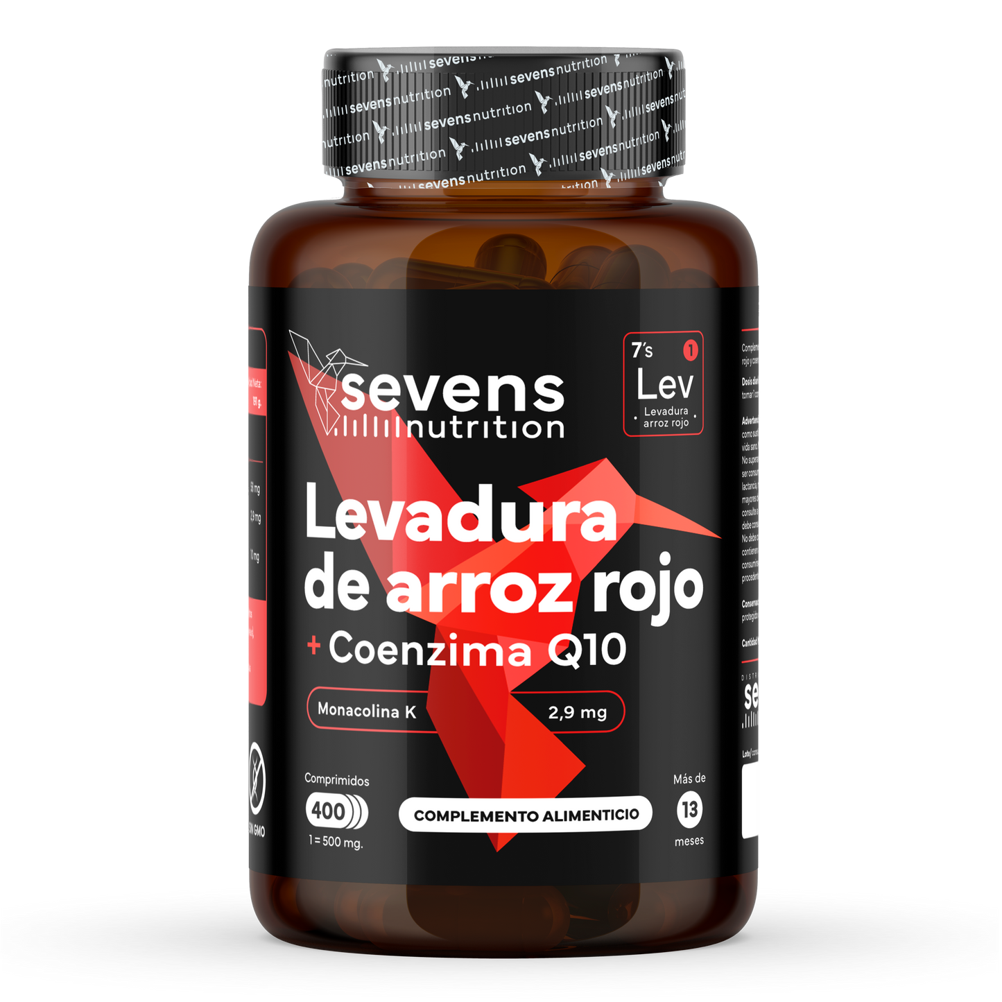 Levadura Arroz Rojo Sevens Nutrition. Con Monacolina K Y Coenzima Q10