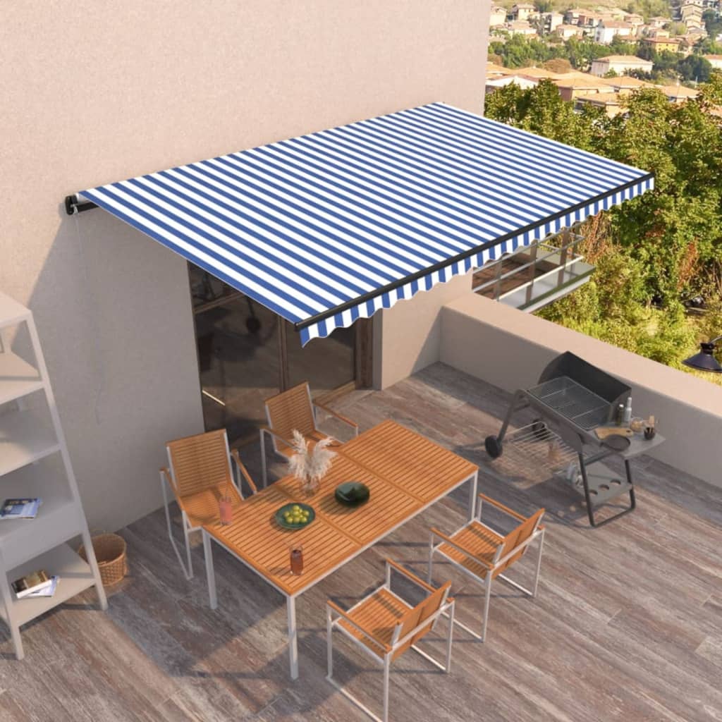 Toldo Automático Retráctil Azul Y Blanco 500x350 Cm_1