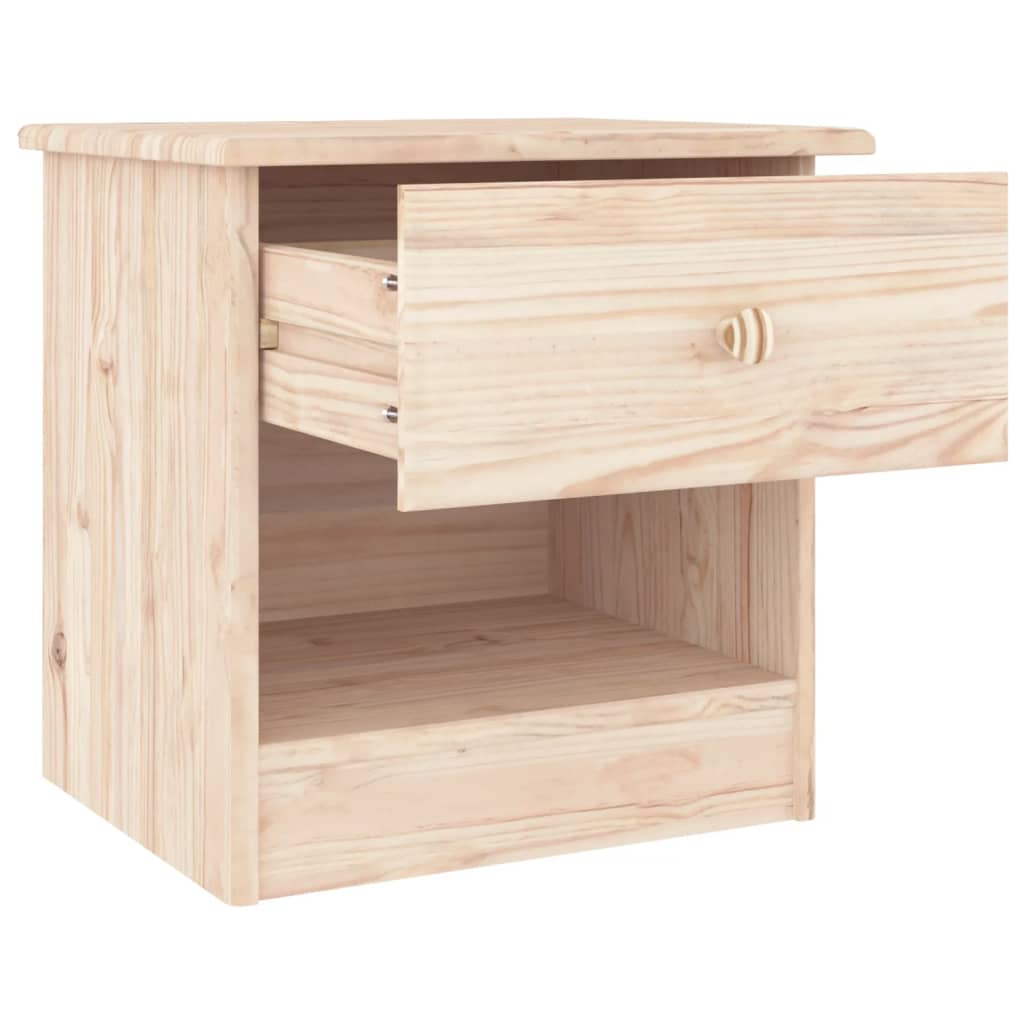 Mesita De Noche Alta Madera Maciza De Pino 41x35x41 Cm_2