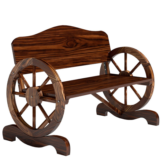 Outsunny Banco De Jardín De Madera Reposabrazos En Forma De Rueda Carga 240 Kg_0