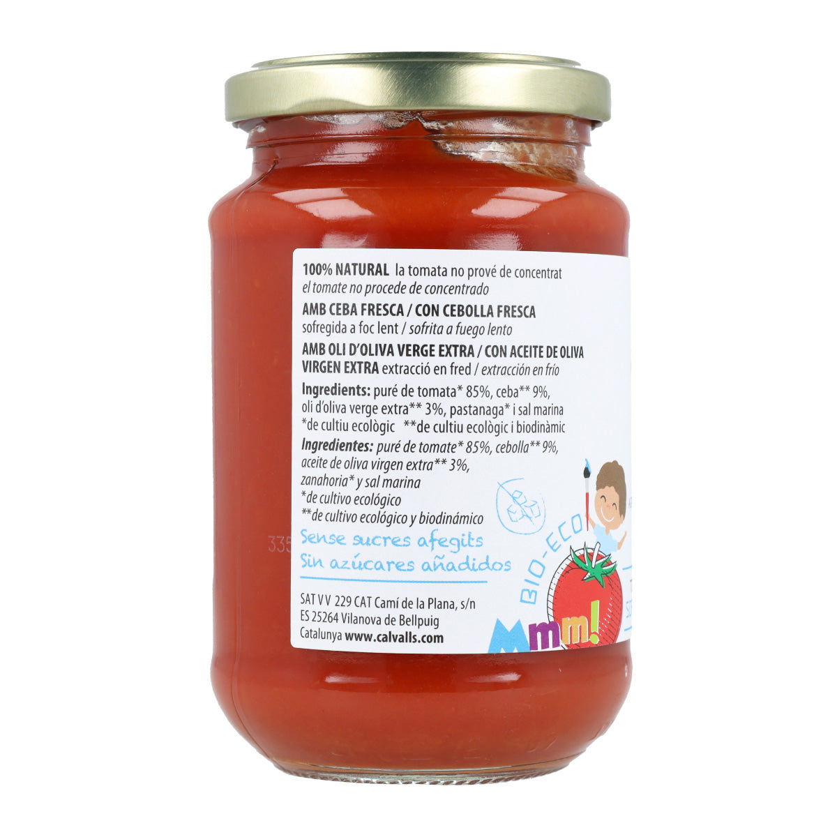 Tomate Frito SIN AZÚCARES añadidos Ecológico Cal Valls 350g