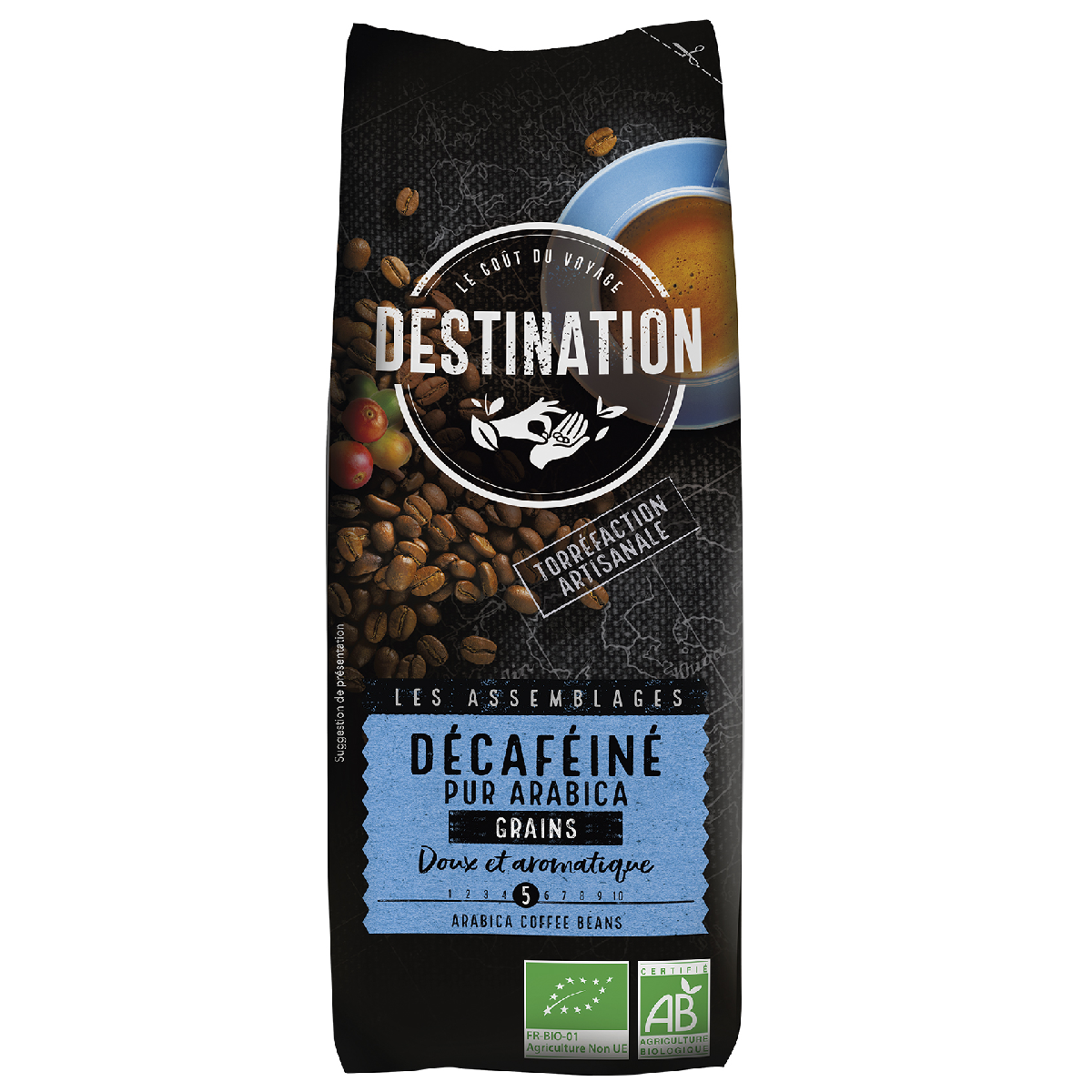 Café en Grano Descafeinado 100% Arábica Bio Destination 1 kg
