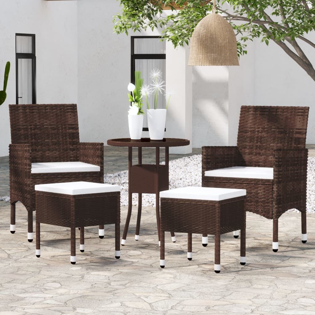 Vidaxl Juego De Muebles De Jardín De 5 Piezas Ratán Sintético Marrón_1