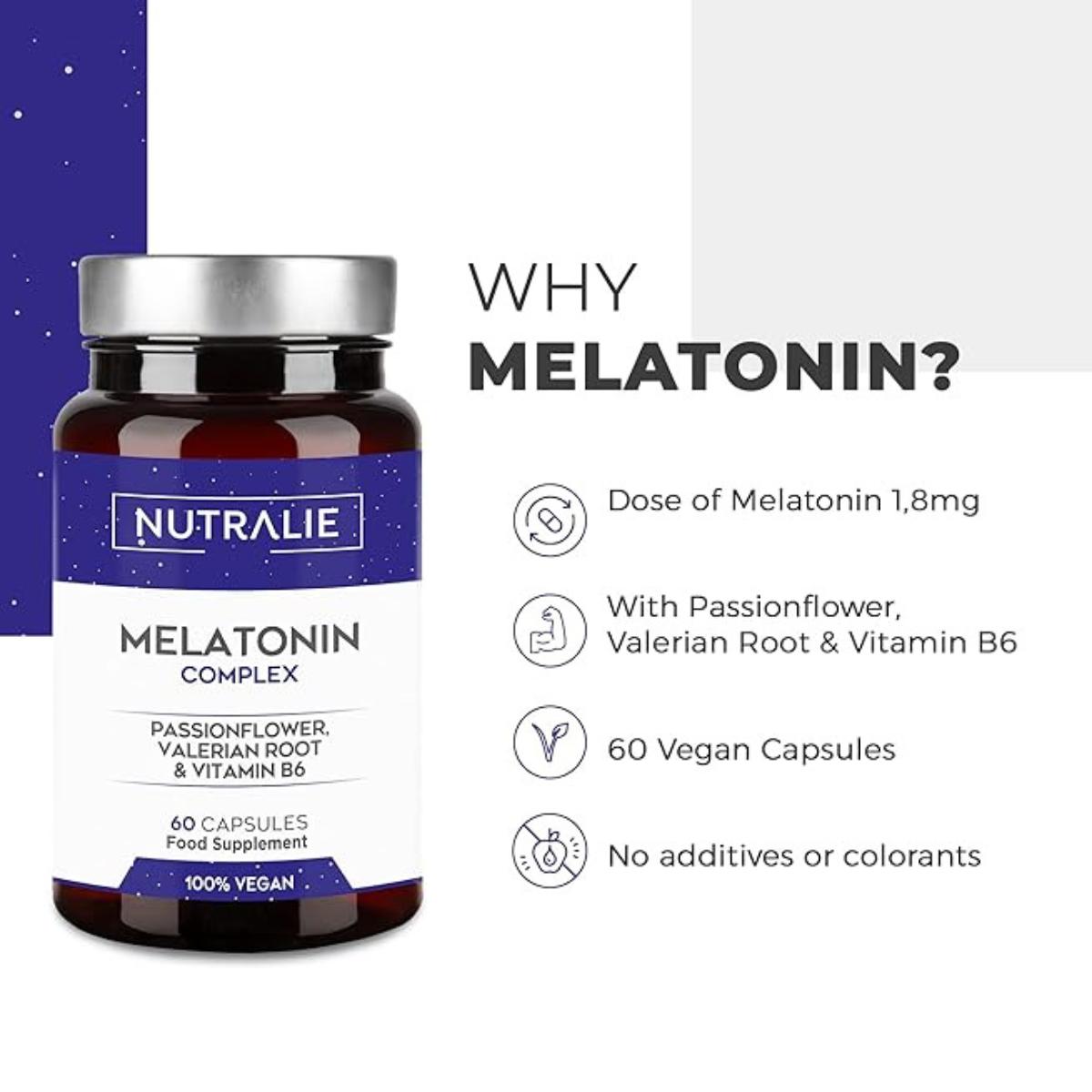 Pack 2x Nutralie Melatonina con Pasiflora + Raíz Valeriana + B6 60 cápsulas