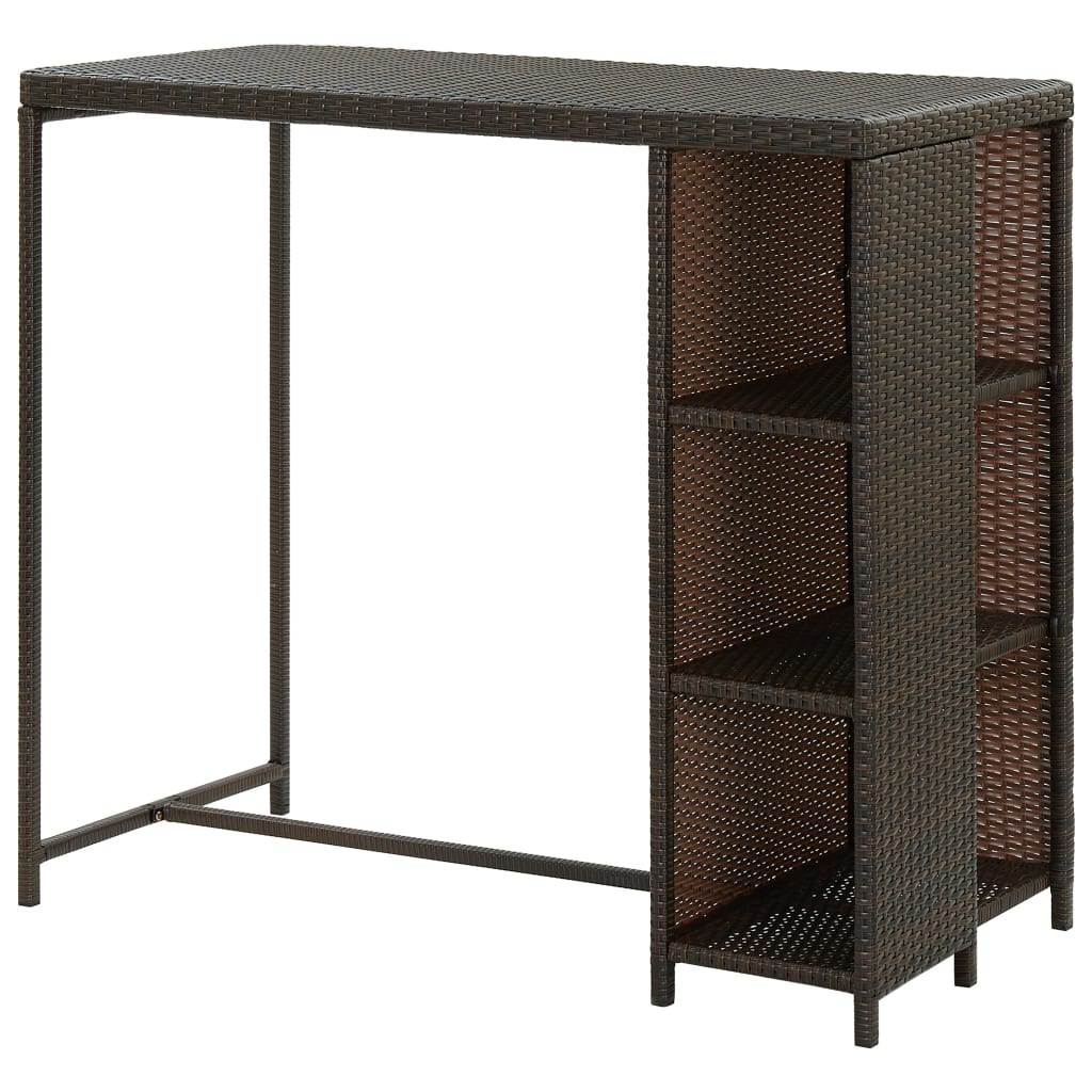 Mesa Bar Estante Almacenaje 120x60x110cm Ratán Sintético Marrón_2