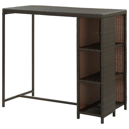 Mesa Bar Estante Almacenaje 120x60x110cm Ratán Sintético Marrón_2